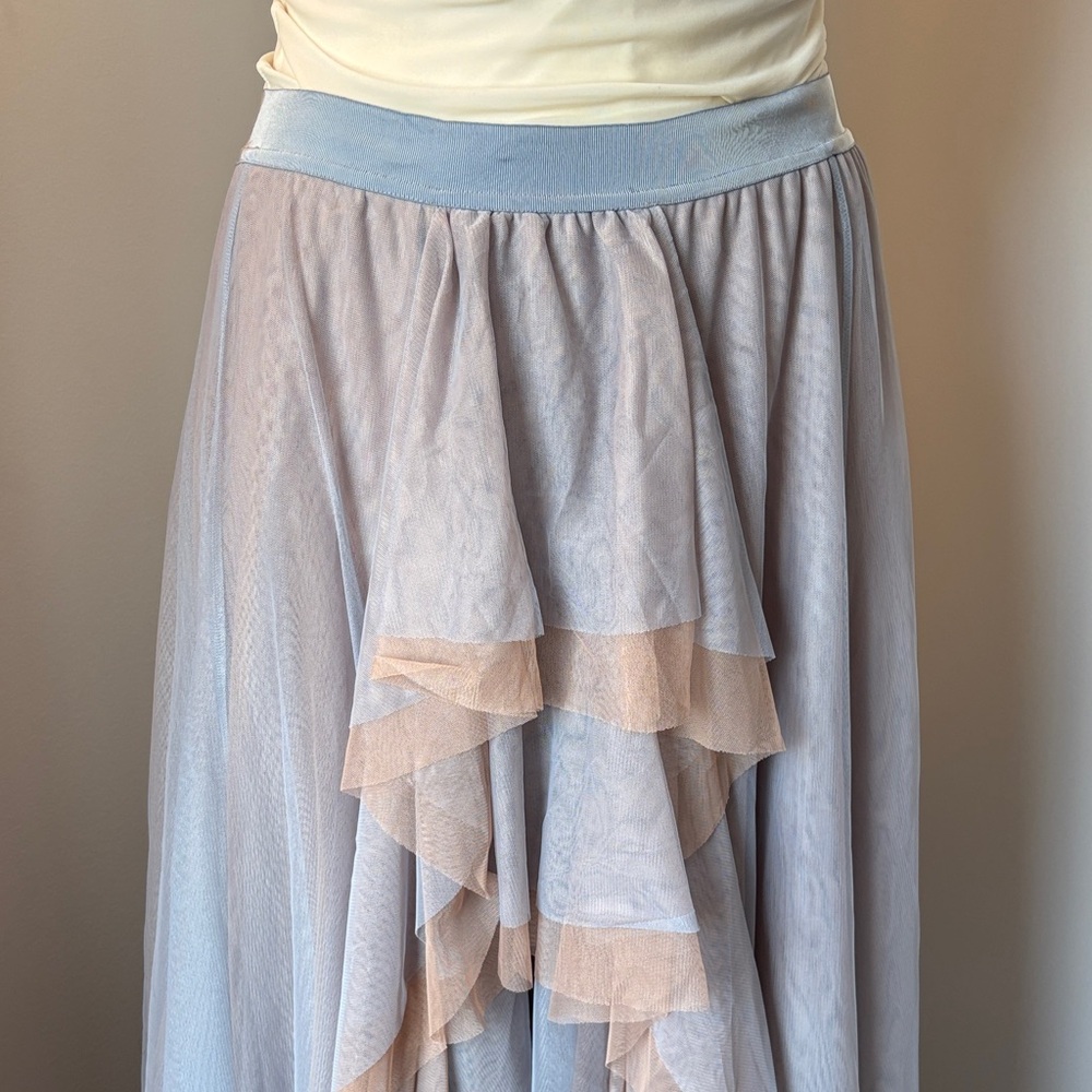 Anthropologie Asymmetrical Skirt in Soft Blue and Pink - Picture 2 of 7